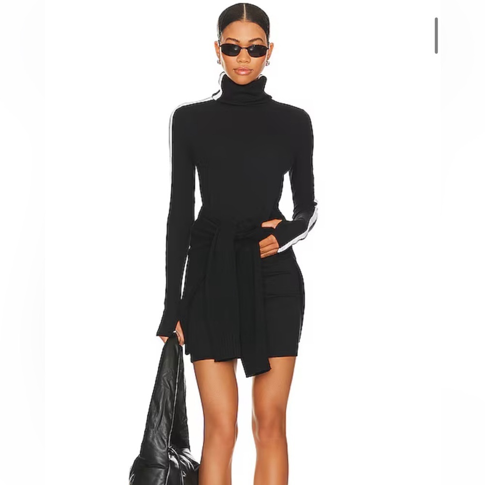 SPLITS59‎ Jackson Ribbed Black and White Mini Dress Track Style